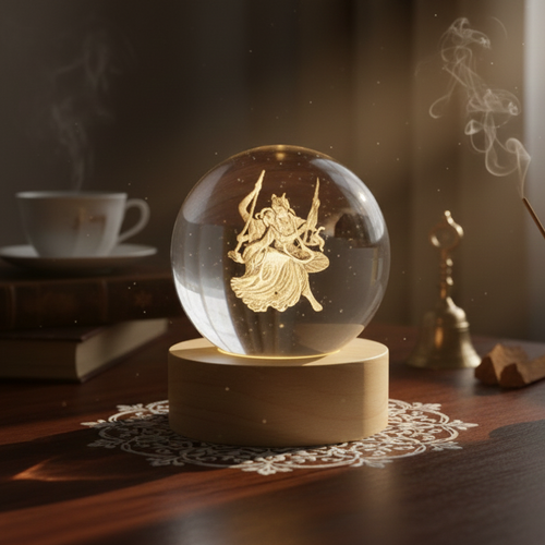 Divine Crystal Lamps | 3D Laser Engraved, With Wooden LED Base